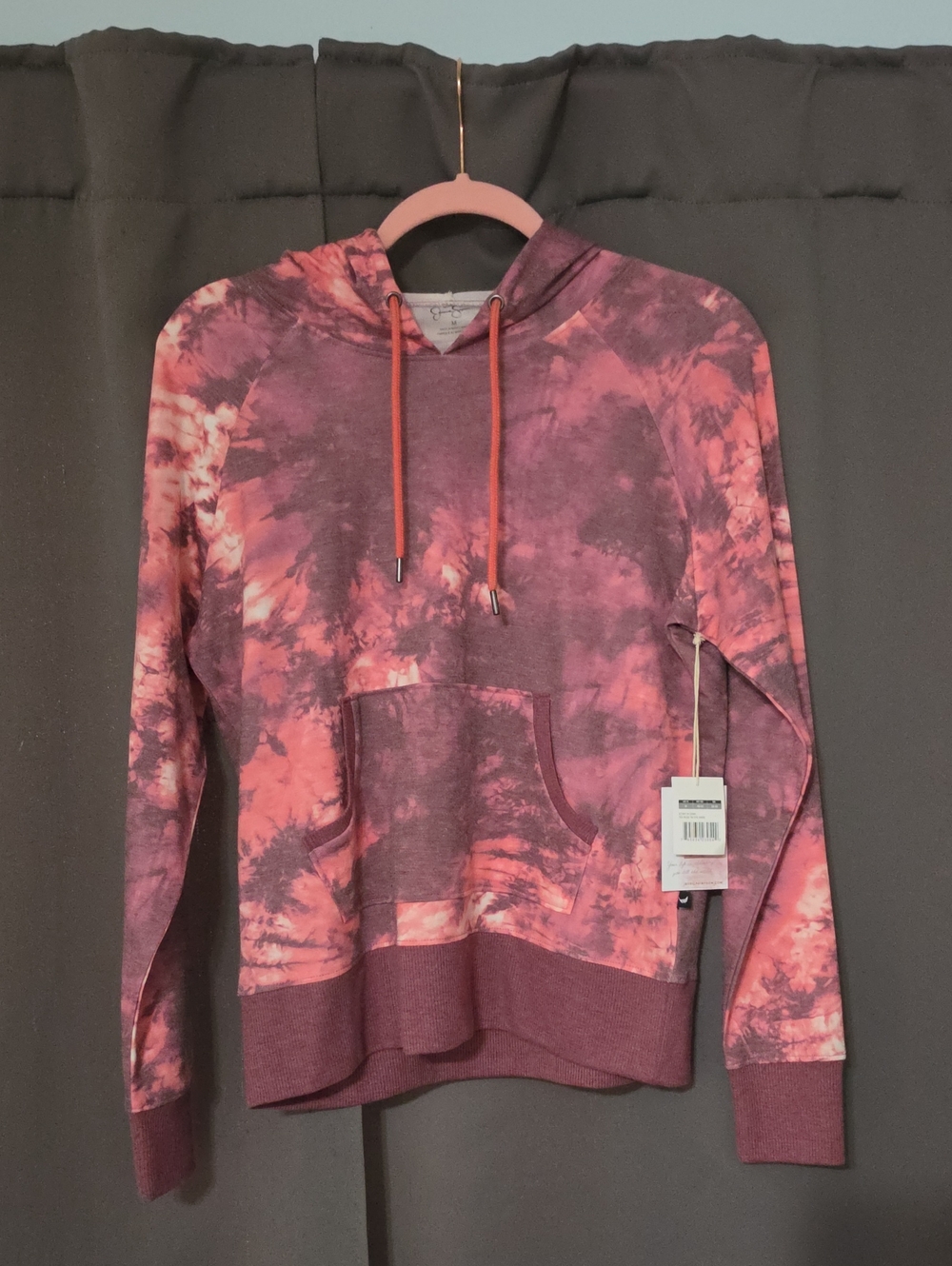 Jessica Simpson Pink and Purple Tie-Dye Hooded Pullover